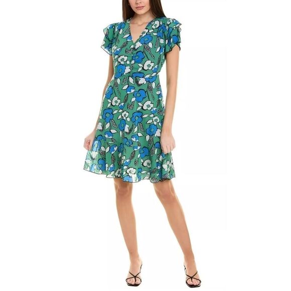 Cabi Women's Green Floral Celebrate Reversible 2-in-1, V-Neck Dress Plus Size 2X - Picture 1 of 9